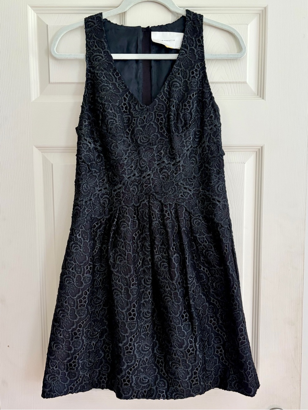 Anthropologie Leifsdottif Black Floral Lace A-Line Party Dress Size 6